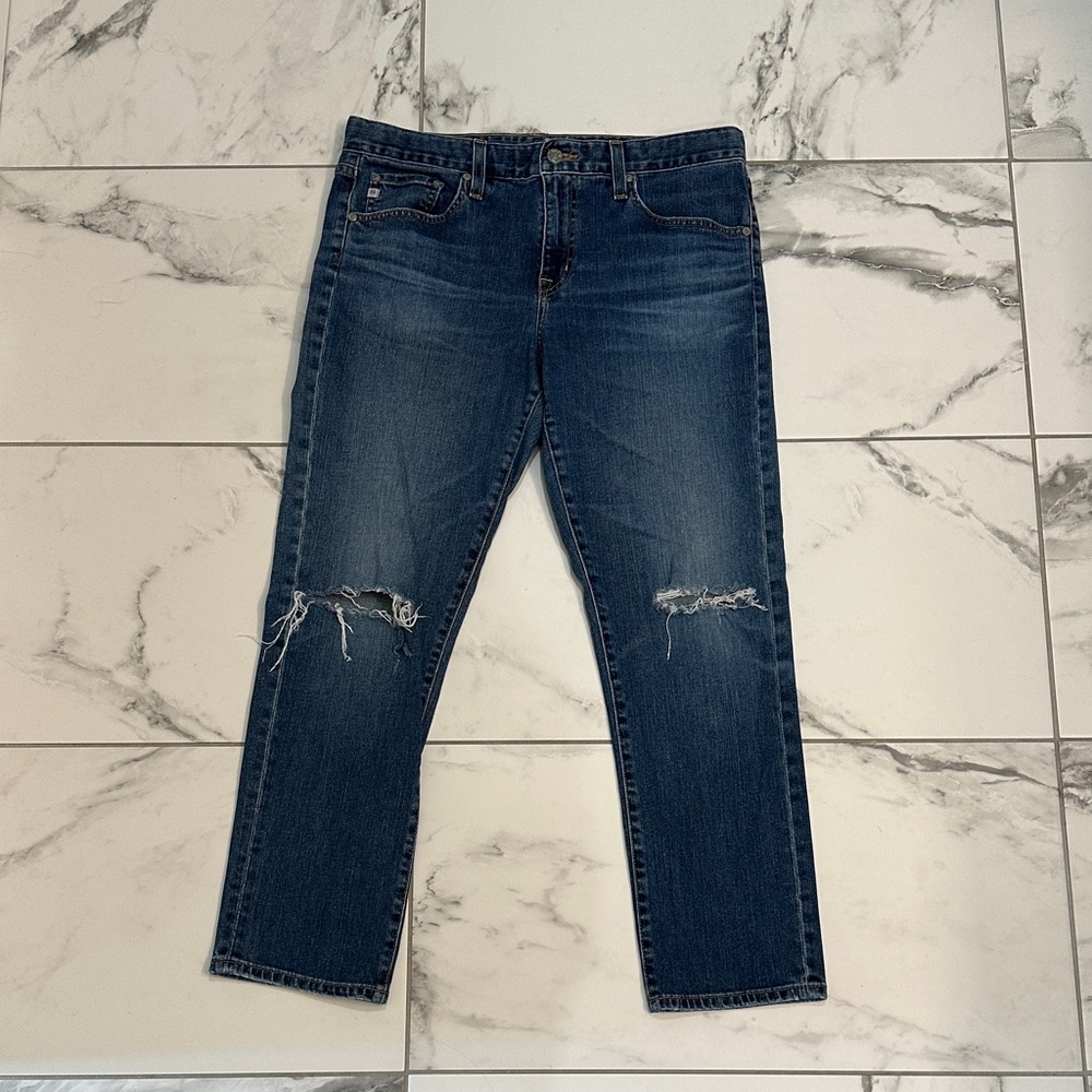 AG Adriano Goldschmied Men's Ripped Dark Blue Skinny Jeans